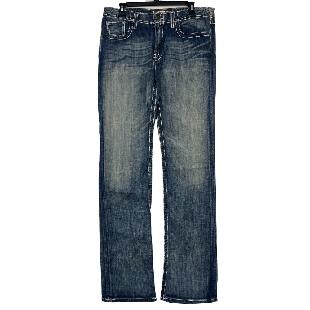 BKE Harper Bootcut Blue Jeans Mens 31x35.5 Medium Wash Thick Stitch BK12152XL